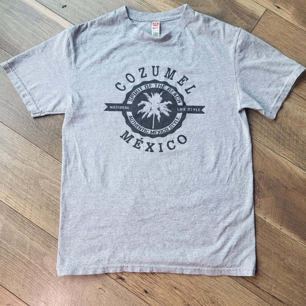 Euro Cotton Cozumel Mexico Graphic T-Shirt Mens Medium Gray Short Sleeve Tee